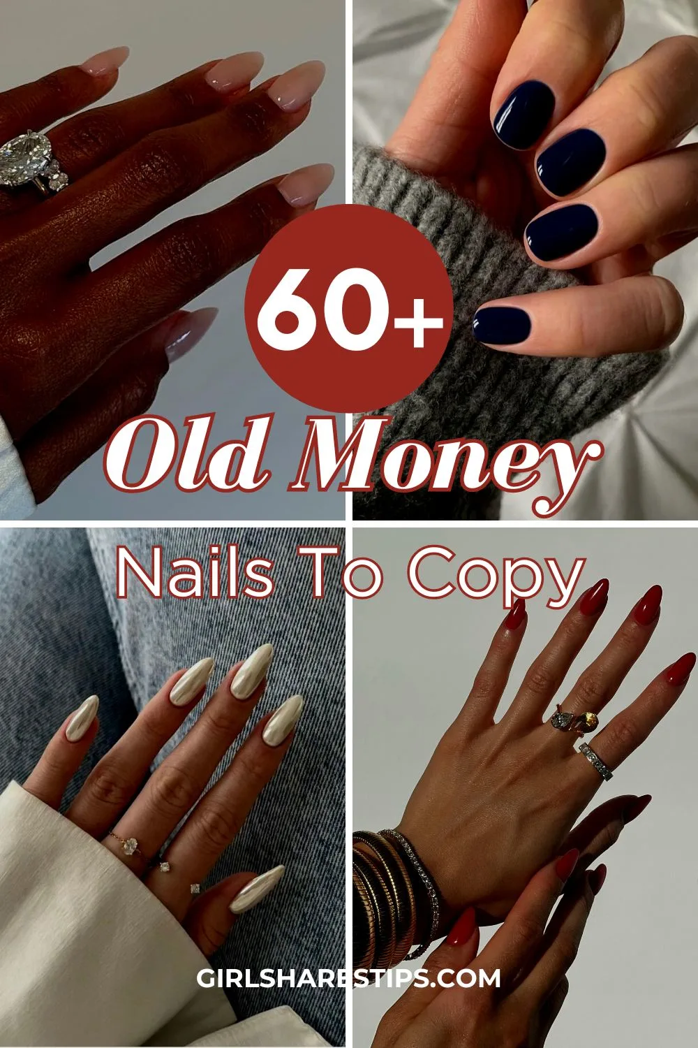 old money nails collage