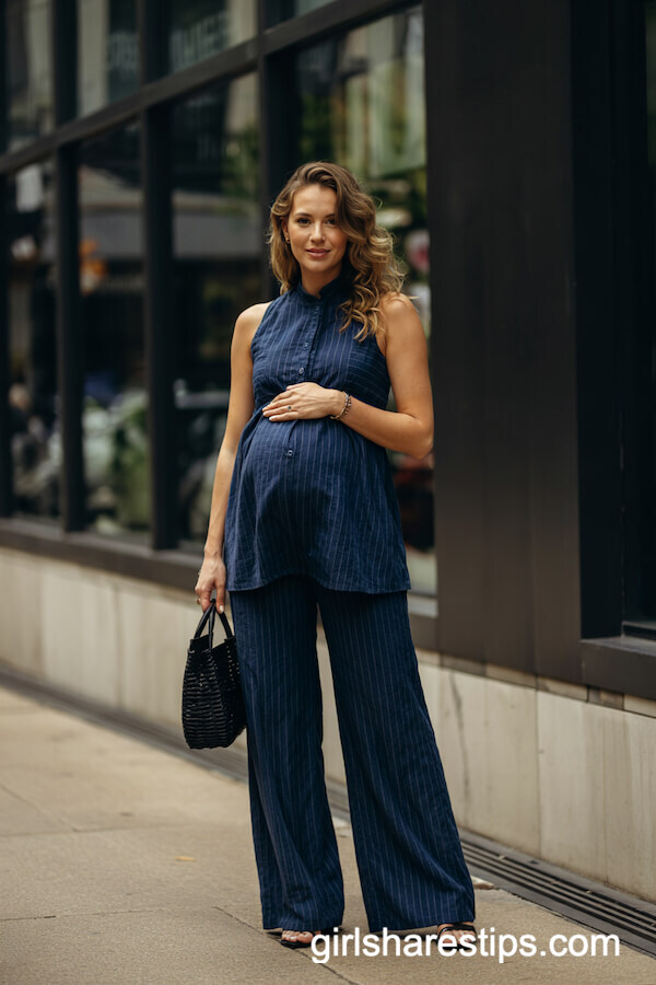 Navy Pinstripe Cotton Set