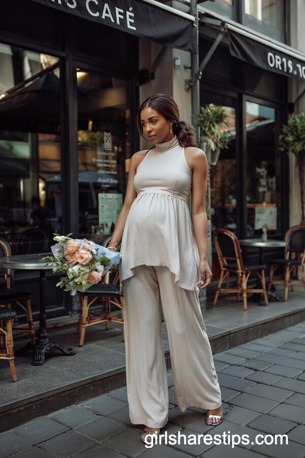 White Asymmetric Top and Wide-Leg Pants