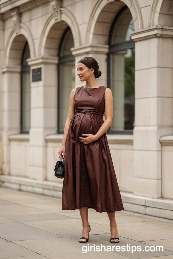 Chocolate Brown A-Line Midi Dress