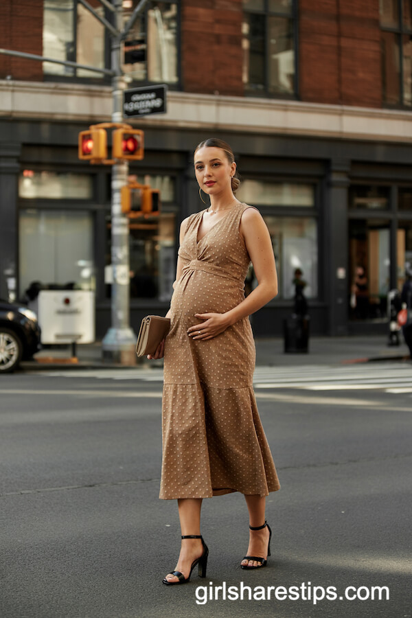 Brown Polka Dot Midi Dress Outfit