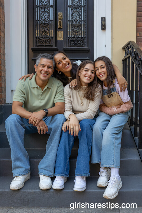Sage and Cream Neutrals for Urban Townhouse Family Photos