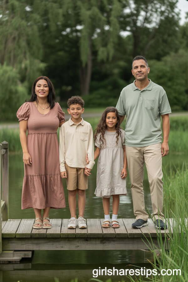 Dusty Rose and Sage Outfits for Family Bridge Portraits