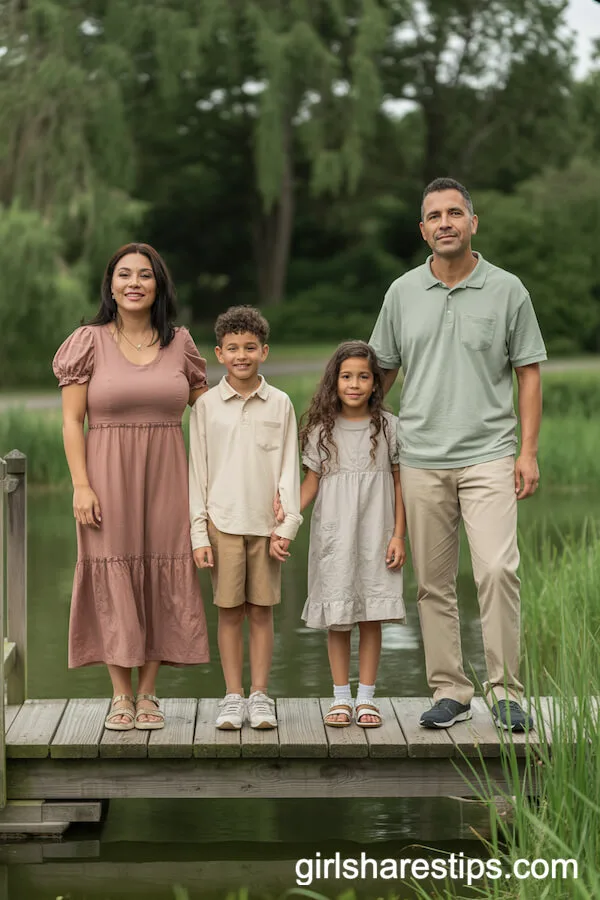 Dusty Rose and Sage Outfits for Family Bridge Portraits