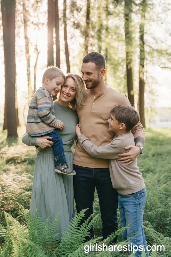 Sage Green and Tan Spring Forest Outfits for Families