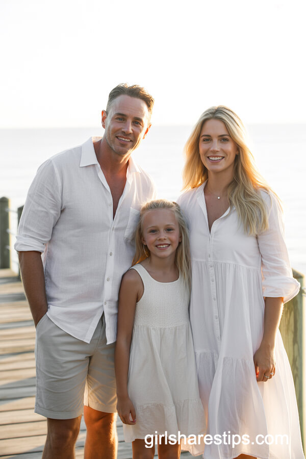 Stylish White Summer Outfits by a Sunlit Pier