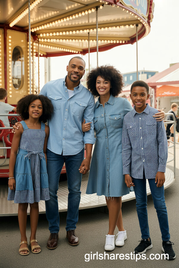 Denim and Gingham Outfits at a Fairground