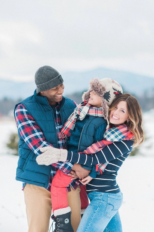 Candid Winter Family Embrace