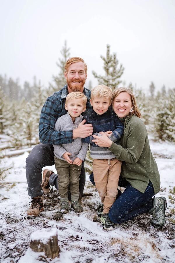 Winter Family Portrait With Kids