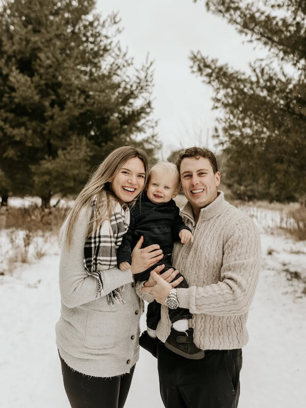 Cozy Family Hug in the Snow