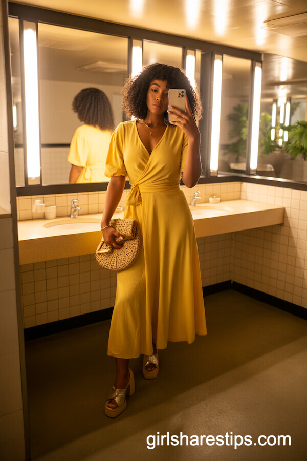 Bright Yellow Wrap Dress