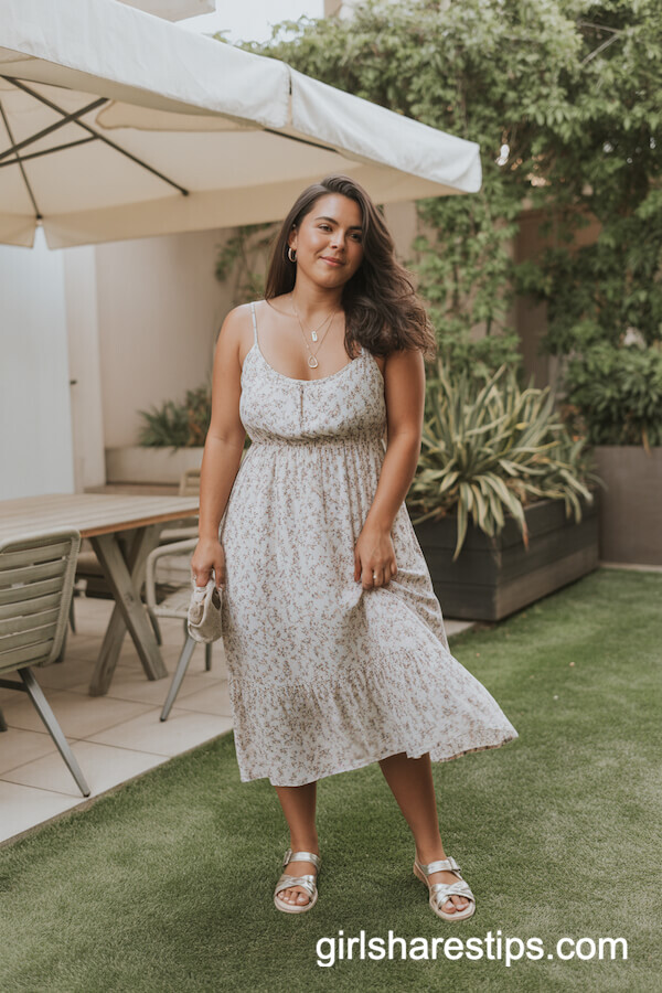 Flowy Floral Print Midi Dress