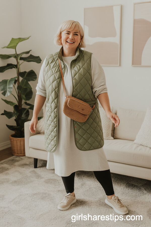 Sleeveless Vest and Tunic with Leggings Style