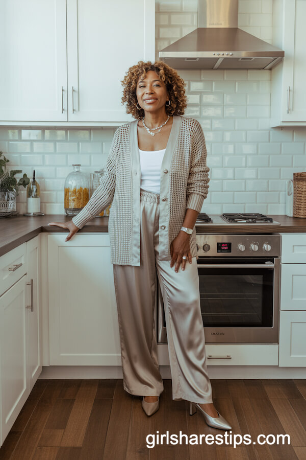 Luxe Cardigan with Silky Satin Pants