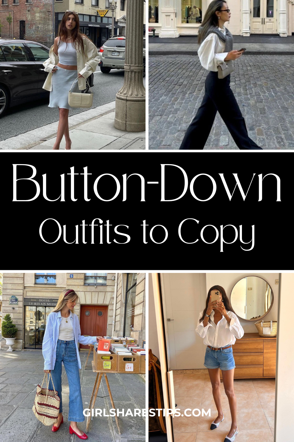 oversized button down shirt outfit ideas for women collage