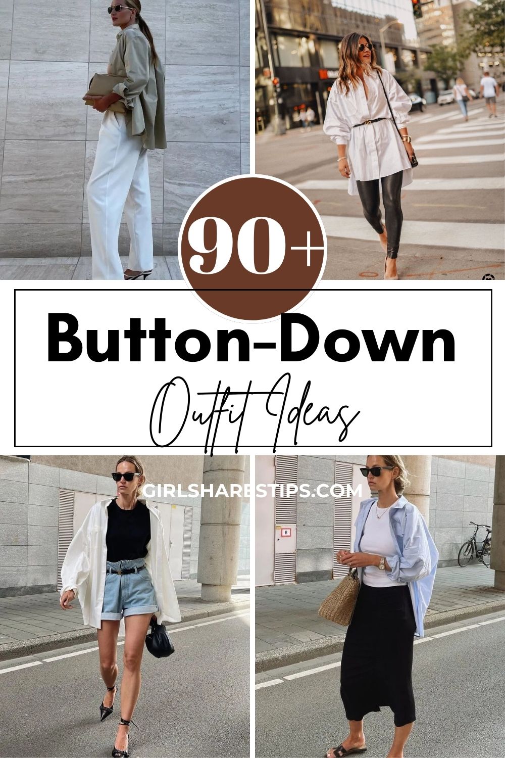 chic oversized button down shirt outfits for women collage