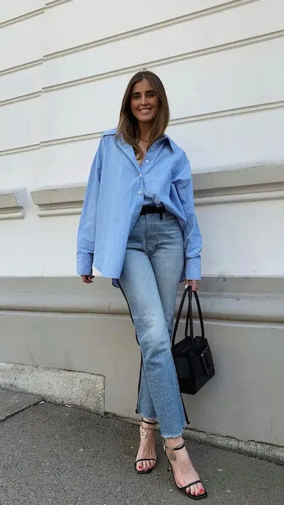 Blue shirt outfit women's top
