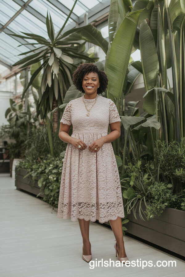 Blush Lace Midi Dress