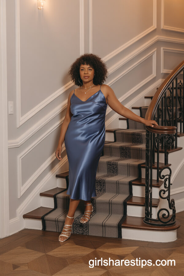 Sapphire Blue Satin Slip Dress