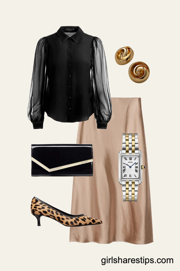 Sheer Elegance Meets a Liquid Satin Slip Skirt