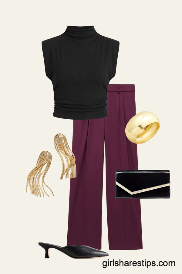Monochromatic Drape with Bold Wide-Leg Trousers