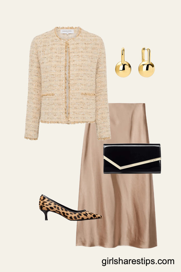 Polished Tweed Jacket Refined with Animal Accents