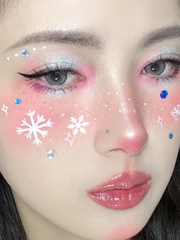 Snowflake Pink Christmas Makeup