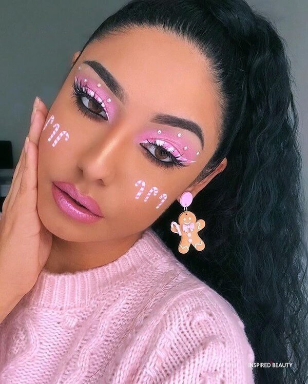 Pink Candy Cane Eye Makeup