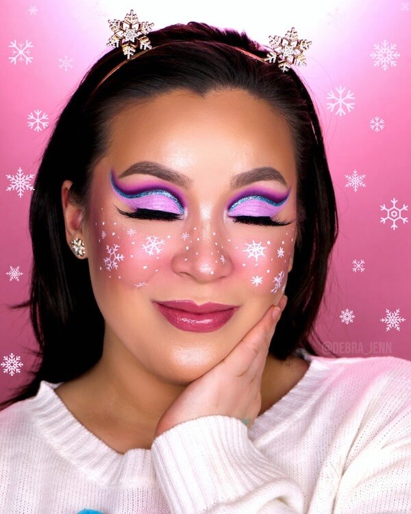 Whimsical Pink Snowflake Makeup