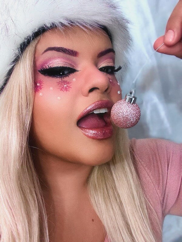 Glittery Pink Snowflake Holiday Glam