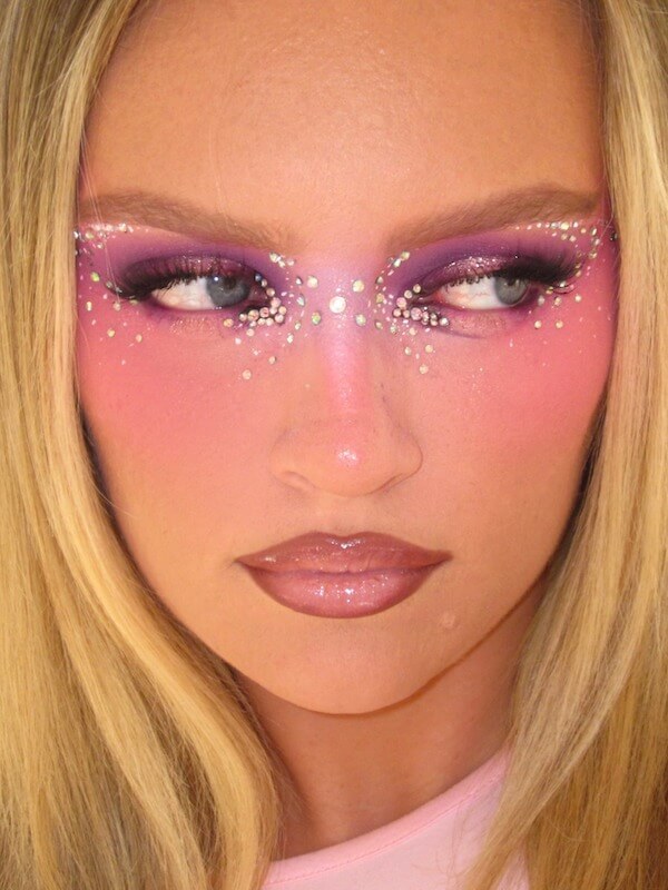 Frosted Pink Eyes with Crystal Accents