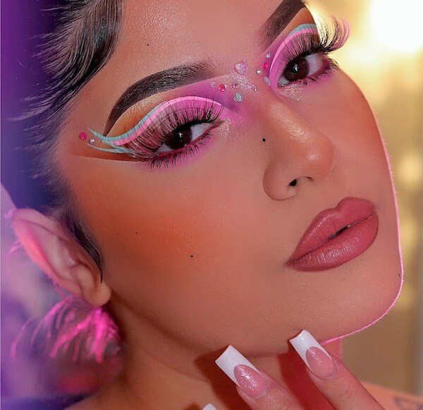 Whimsical Pink Fantasy Eye Makeup