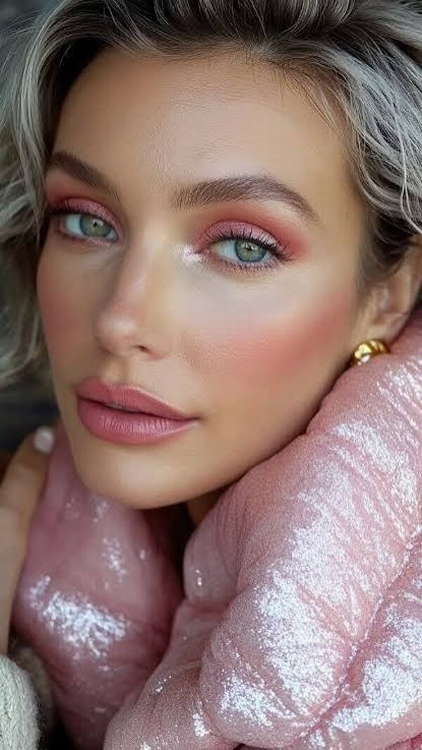 Soft Rosy Pink Christmas Makeup