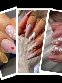 pink Christmas nail ideas and designs