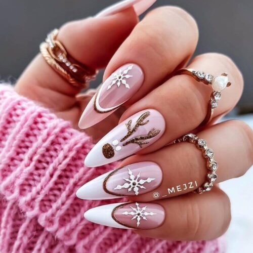 57+ Festive Pink Christmas Nail Ideas [2023] For A Perfect Winter Holiday