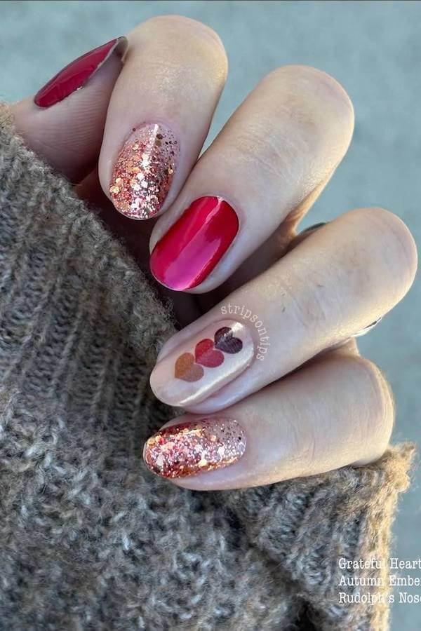 Pink and Gold Glitter Nails
