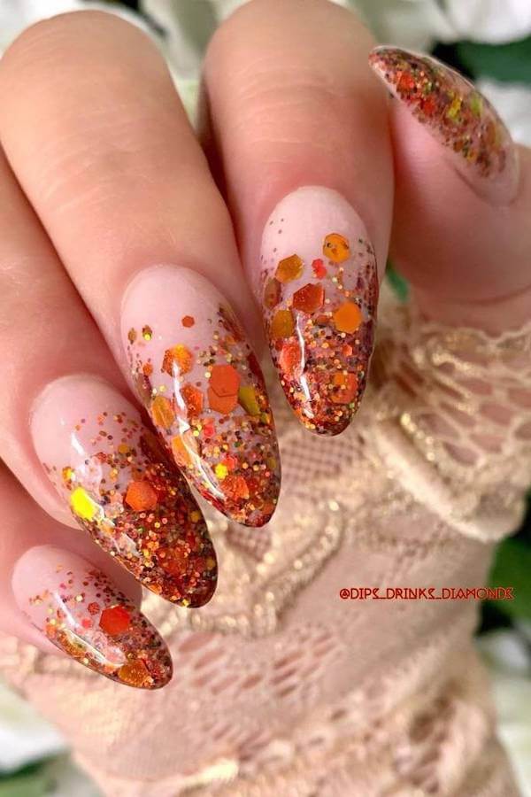 Glitter Fall Ombre Nails