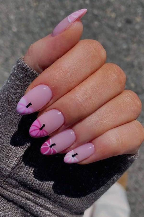 Pink Abstract French Tips