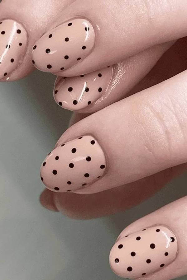 Nude Pink Polka Dot Nails