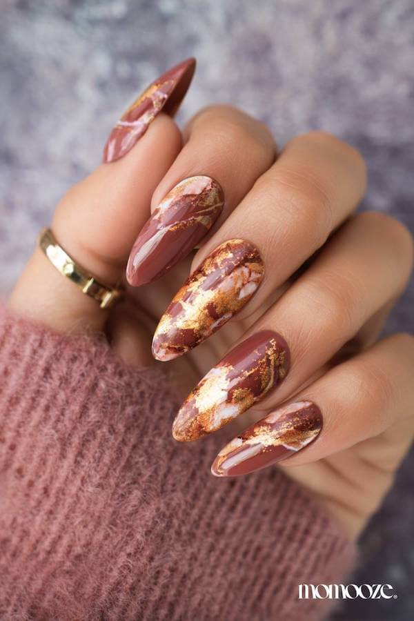 Rose Gold Marble Nails