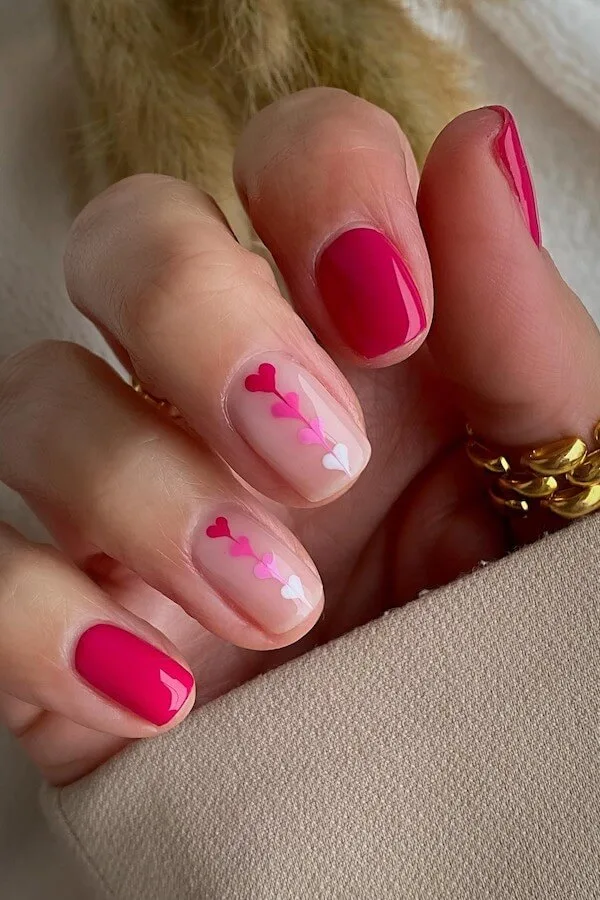 pink Valentines Day nails