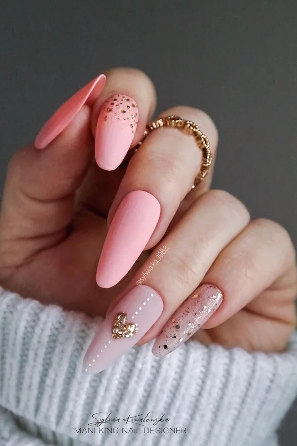 pink Valentines Day nails