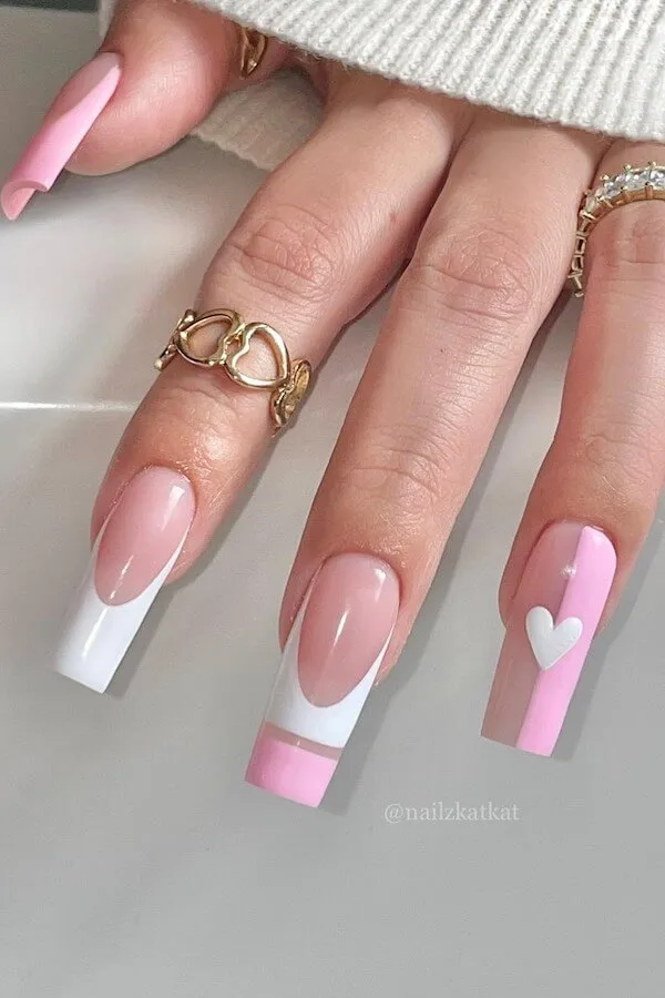 pink Valentines Day nails