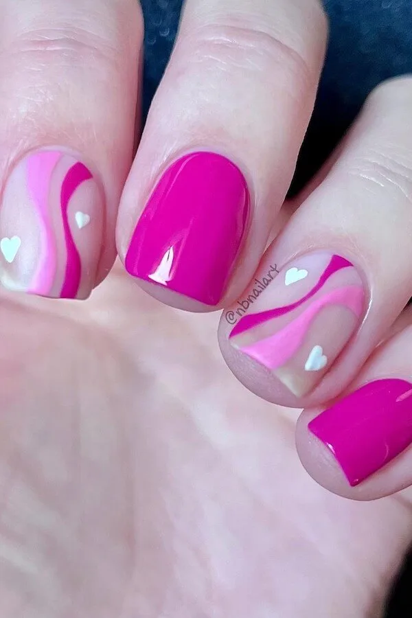 pink Valentines Day nails