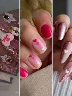 pink Valentines Day nails