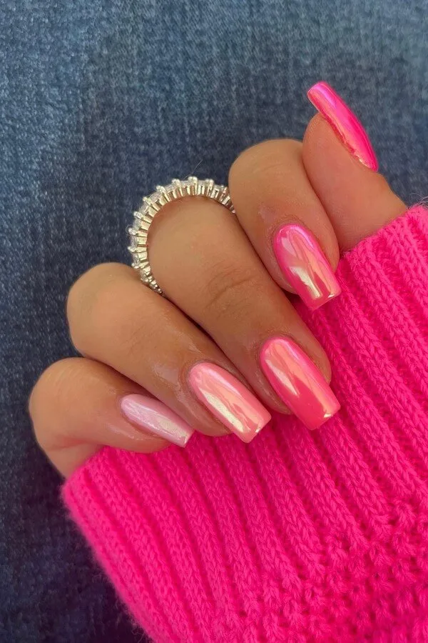 pink Valentines Day nails