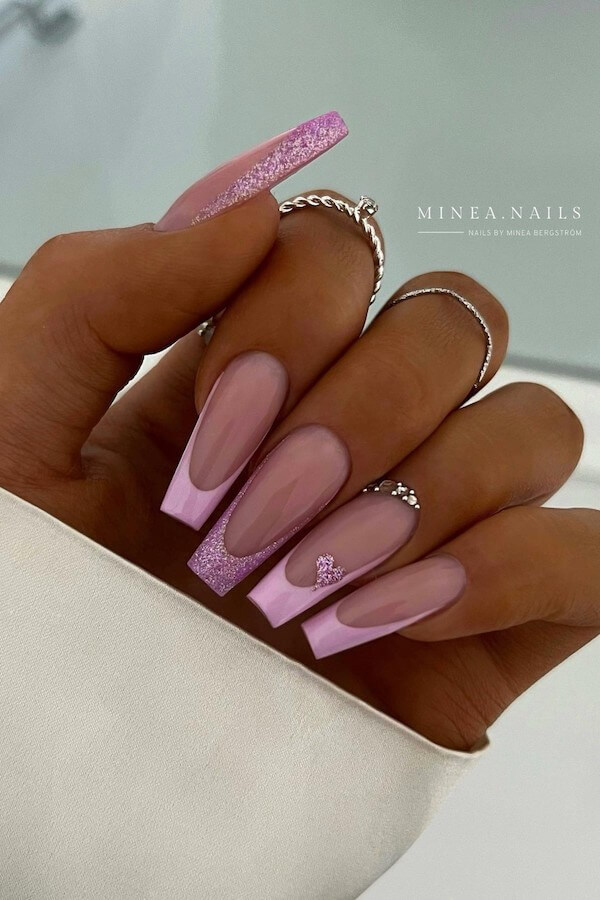 pink Valentines Day nails