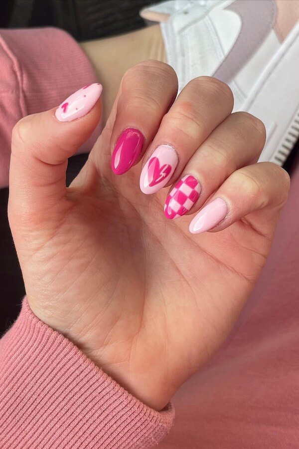 pink Valentines Day nails