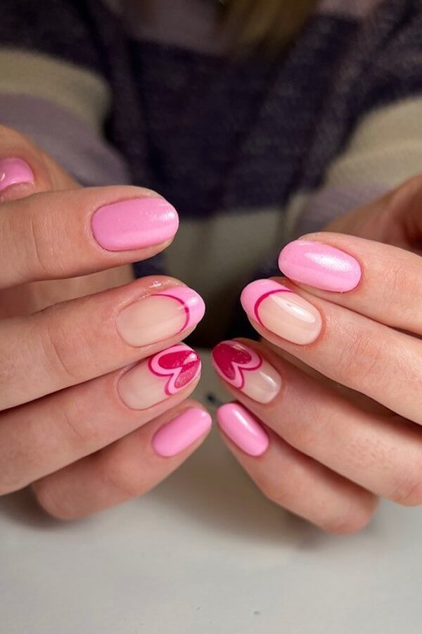 pink Valentines Day nails