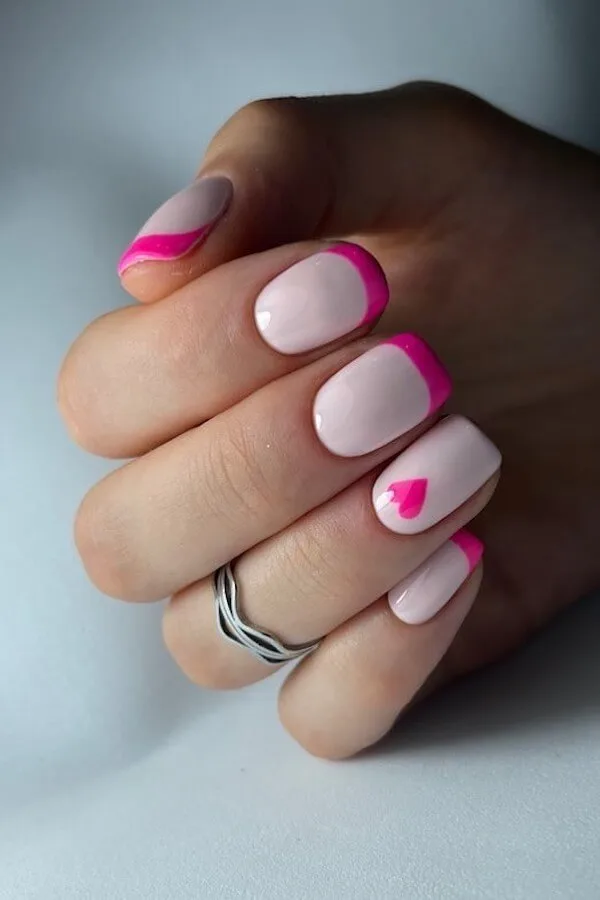 pink Valentines Day nails